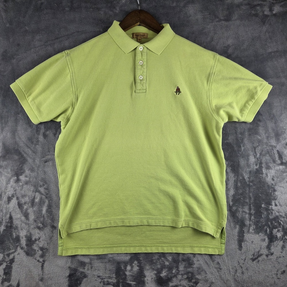 VTG Paul Stuart 2-Ply Cotton Pique Polo Green Shirt Mens Medium Casual Knit Top